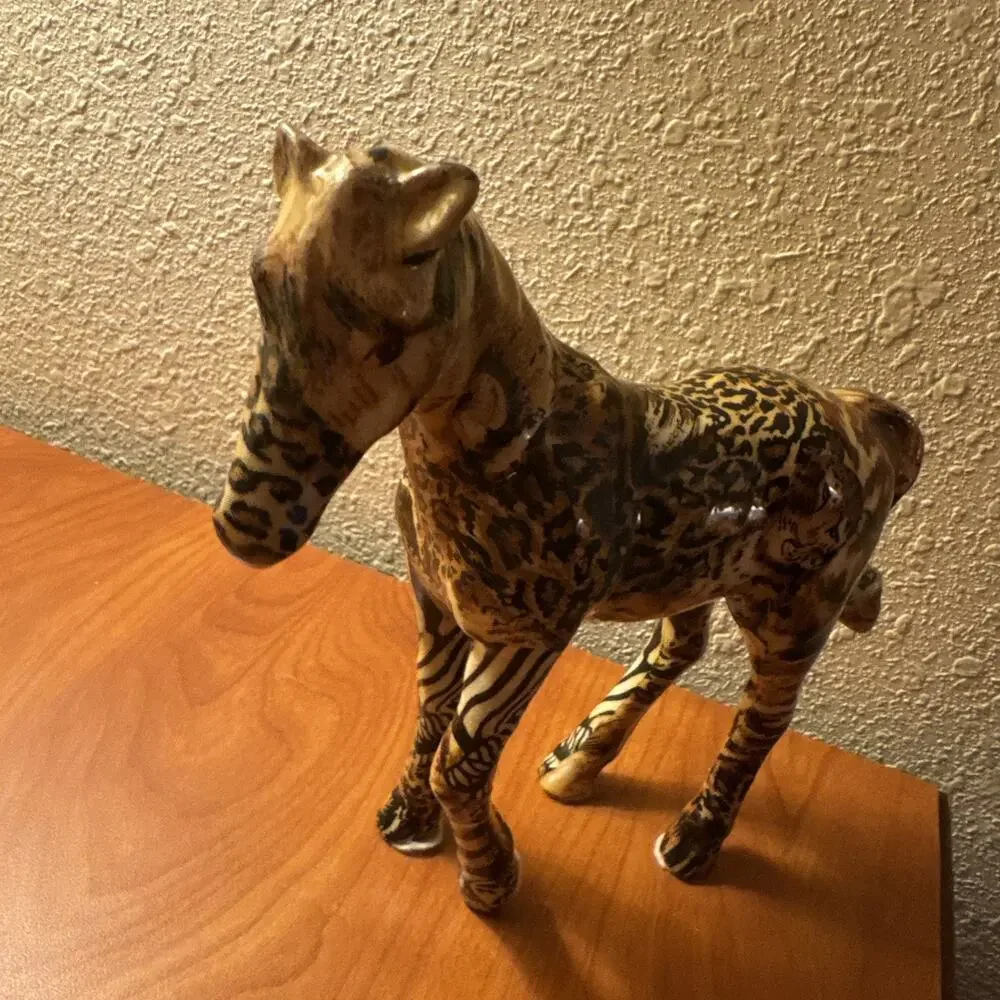 Vintage La Vie Safari DéCoupage Goazed Horse/Zebra/ Leopard Design 7-1/2”